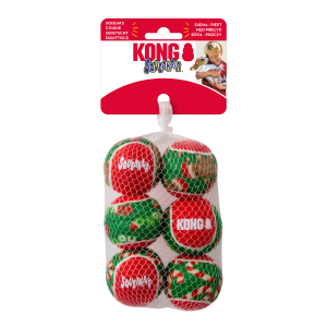 KONG Holiday SqueakAir Balls 6-pk Sm