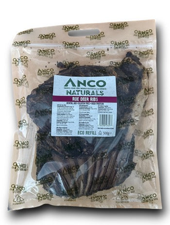 Anco Naturals Roe Deer Ribs Eco Bag 500g