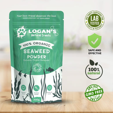 Logan’s Organic Seaweed Powder – Natural Dental Supplement for Dogs & Cats NATURES PLAQUE REMOVER